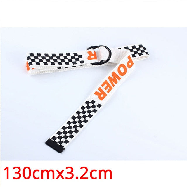 Fashion Punk Long Belts Style D Ring Jeans Men Black Blue Yellow Checkered Strap Belt Women Canvas Checkerboard Belt 234
