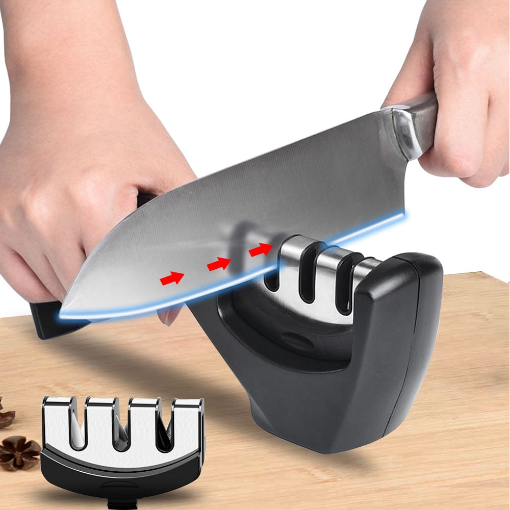 1PC 3 Stages Professional Knife Sharpener Kitchen Sharpening Stone Tungsten Steel and Ceramic Kitchen Knives Accessories