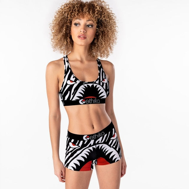 Contrast Letter Camouflage Cartoon Vest Sports Women Two-Piece Suit Lace Up O Neck Crop Top+Empire Shorts 2020 Summer Casual Set