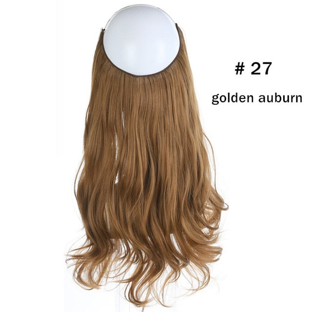 12‘’ 14" 16" 18" Wave Halo Hair Extensions Invisible Ombre Bayalage Synthetic Natural Flip Hidden Secret Wire Crown Grey Pink