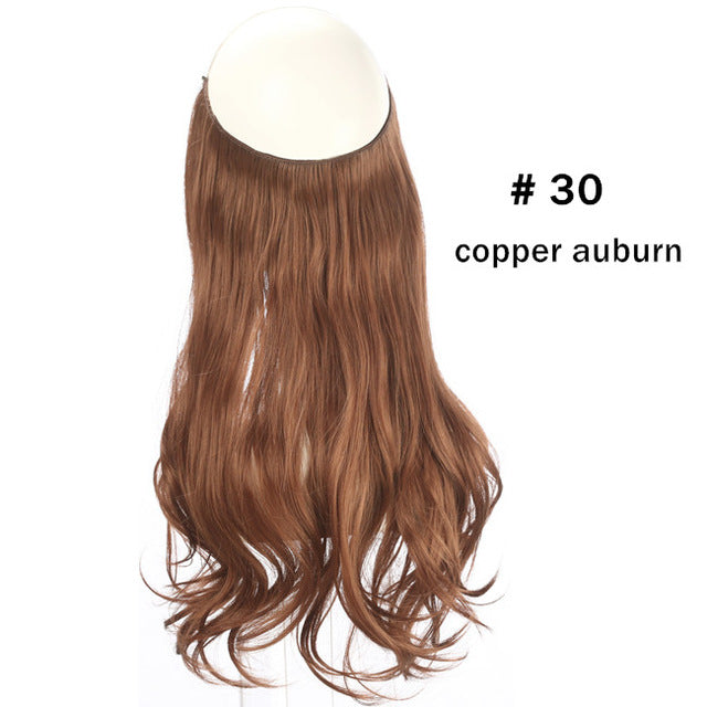 12‘’ 14" 16" 18" Wave Halo Hair Extensions Invisible Ombre Bayalage Synthetic Natural Flip Hidden Secret Wire Crown Grey Pink