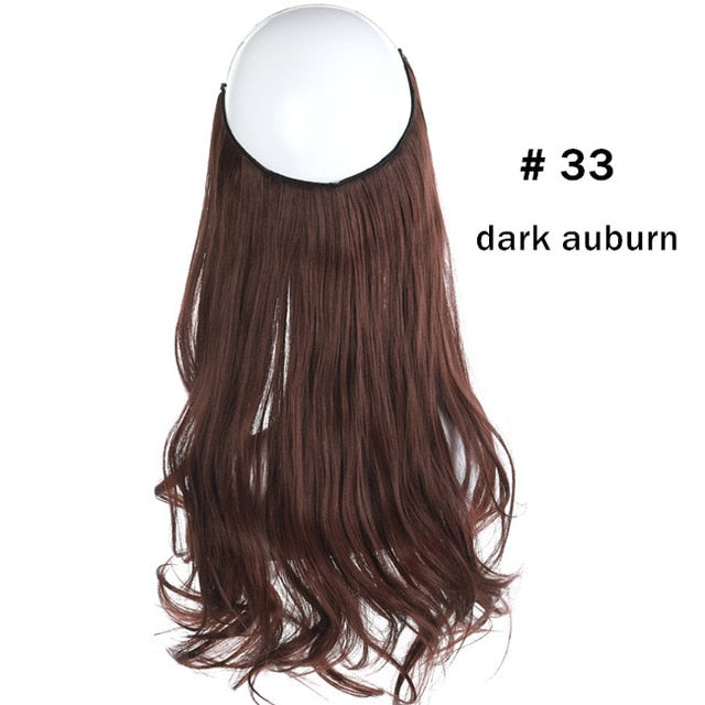 12‘’ 14" 16" 18" Wave Halo Hair Extensions Invisible Ombre Bayalage Synthetic Natural Flip Hidden Secret Wire Crown Grey Pink