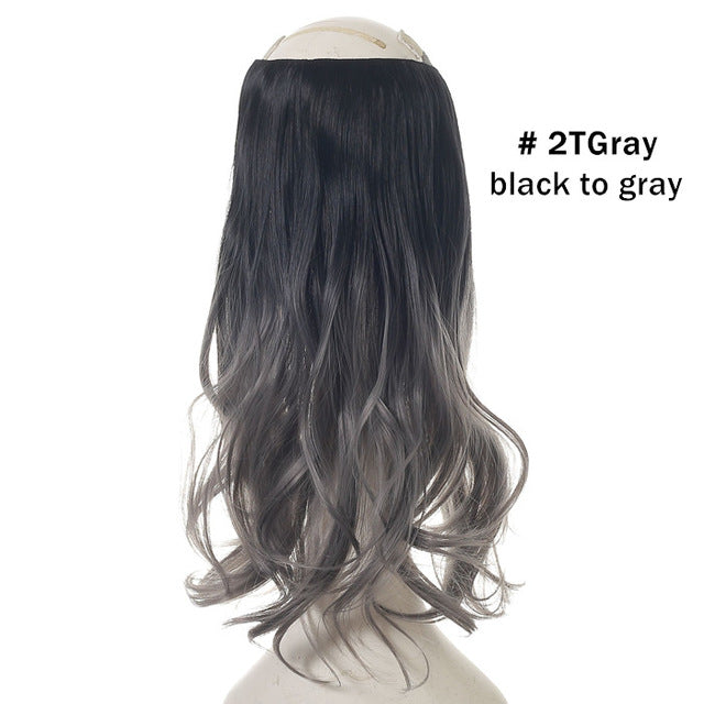 12‘’ 14" 16" 18" Wave Halo Hair Extensions Invisible Ombre Bayalage Synthetic Natural Flip Hidden Secret Wire Crown Grey Pink