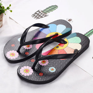 Women Summer Slippers Cute flower Flat Flip Flops Ladies Soft