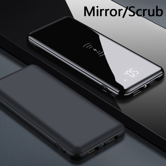 Power Bank 30000mAh Ultra-thin Portable QI Wireless Charger Large Capacity External Battery Charger Digital Display Mobile Power