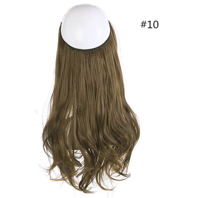 12‘’ 14" 16" 18" Wave Halo Hair Extensions Invisible Ombre Bayalage Synthetic Natural Flip Hidden Secret Wire Crown Grey Pink