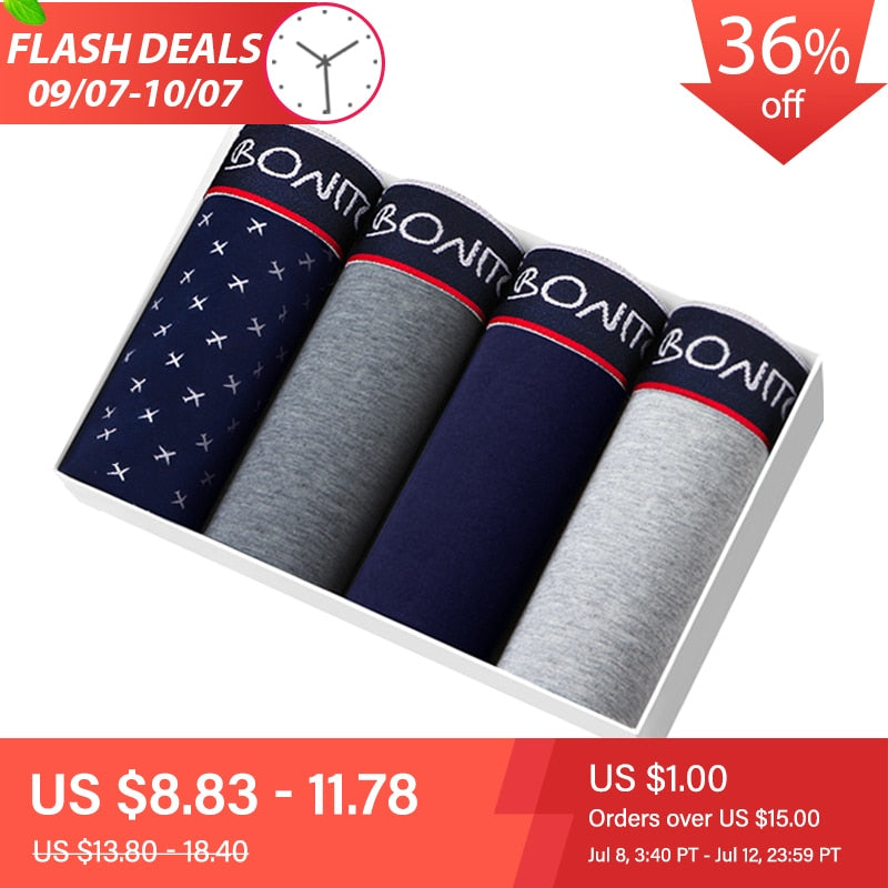 4pcs boxer man men's panties men underwear underpants cotton Shorts for male couple sexy set calecon large size under wear lot