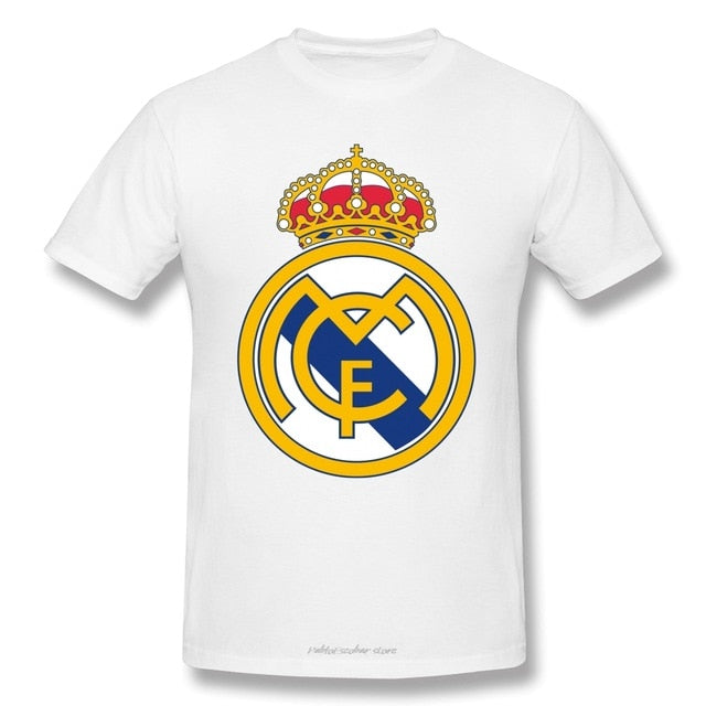 Golden Real Madrid Sign T Shirts Summer Short Sleeve Cotton T-Shirt Hipster Mans O Neck Casual Tshirt Gift Idea Tops