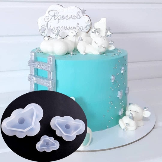 3D Cloud Shape Chocolate Silicone Mold Mousse Fondant Ice Cube Mould Pudding Candy Soap Candle Molds Baking Cake Decoration Tool